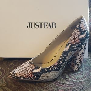 Blush snake skin pattered heels